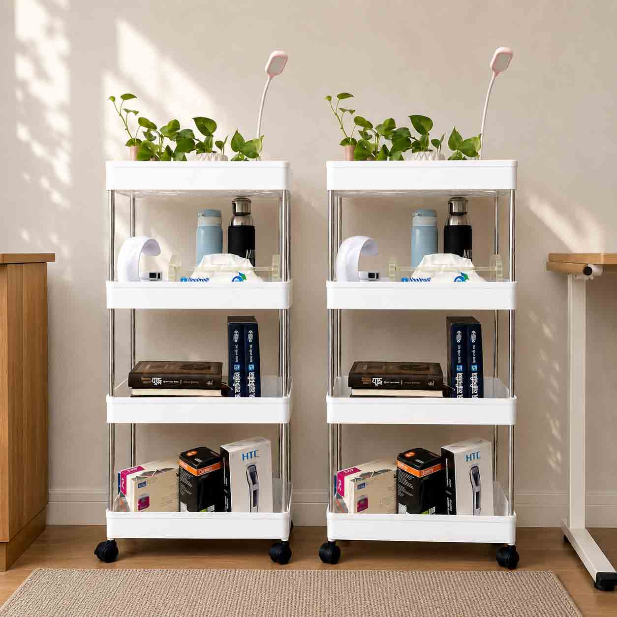 Wide Multi Purpose Trolly Rack-White
